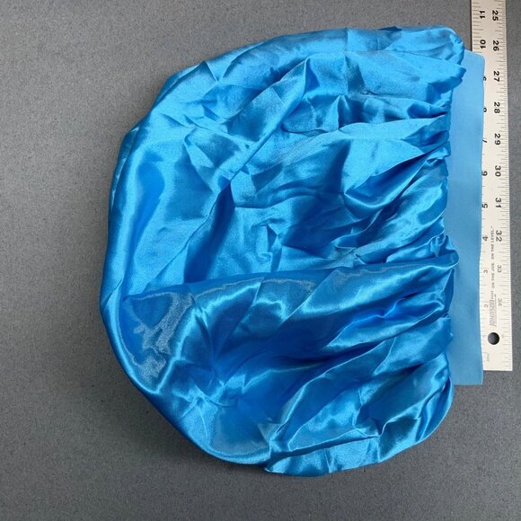 Satin Sleep Slumber Cap Lake Blue NOT WATERPROOF Hair Cap Hat Bed Wide Elastic - Picture 2 of 4